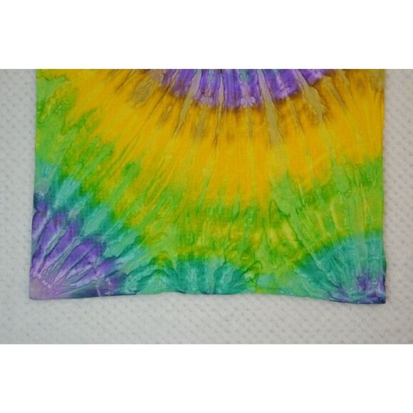 Tie Dye Unisex Large Purple Yellow Ice Dyed Spiral Short Sleeve T-Shirt - Picture 3 of 10